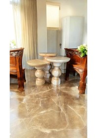 Resim Wood Wooden Ahşap 3 Lü Set Mantar Yan Sehpa Modern Fiskos / Naturel Renk/ Zigon Sehpa Naturel 