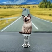 Resim 2D Akrilik Kedi Araba Gösterge Paneli Dekoru - Sevimli Mavi Gözlü Siam Kedisi, Araç İçi, Yatak Odası veya Oturma Odası İçin Yaylı Hayvan Figürü, Arkadaşlar ve Aile İçin Mükemmel Hediye, Hediye Malzemesi | Eğlenceli Tasarım | Metalik Taban, Kedi Aksesuarları 