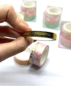 Resim Genel Markalar 4’lü Lux Washi Tape/altın Yaldızlı Desenli Bant/7.5mm Ve 15mm Genişlik/4 Adet/pineapple 