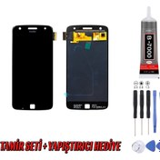 Resim Genos Lenovo Motorola Moto Z Play Lcd Ekran Çıtasız Siyah Montaj Kiti Hediye 