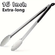 Resim Ekstra Uzun Paslanmaz Çelik Barbekü Maşası - 40.64cm Kilitli Servis Maşası Pişirme, Salata, Ekmek, Biftek & Büfe İçin - Bulaşık Makinesinde Yıkanabilir Mutfak Aleti 