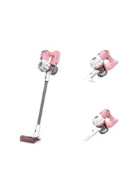 Resim Pilli Sesli Vakumlu Dikey Elektrik Süpürgesi Çekme Özellikli Eğitici Oyuncak Pembe 