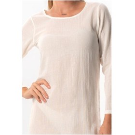 Resim Uzun Kol Pamuk Kombinezon Şile Bezi Uzun Elbise Astarı Krem Krm Krem 