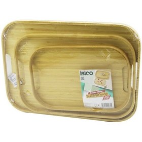 Resim Dikdörtgen - 3 Boy Bambu Ahşap Tepsi Seti 22x33--28x40--33x45cm 4989 Çok Renkli 