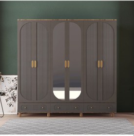 Resim Soho 6 Kapaklı Çekmeceli Gardırop - Mdf Kapak Antrasit 