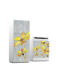 Resim Buzdolabı Ve Bulaşık Makinası Beyaz Eşya Sticker Kaplama Sarı Peri Çiçek 