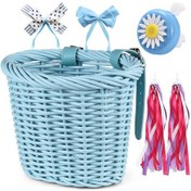 Resim Yifomall Kızlar İçin Renkli Bisiklet Sepeti - Çan Ve Kurdeleli Pratik Aksesuar 3-13 Yaş Açık Mavi 