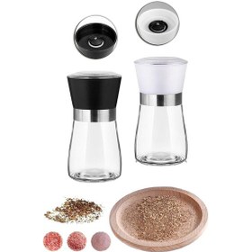 Resim 1 Adet Seramik Bıçaklı Tuz, Karabiber, Baharat Değirmeni, Tuz Öğütücü Değirmen Beyaz - Siyah 