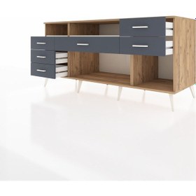 Resim Kronos Konsol 2 Raflı 6 Çekmeceli 176x59x83 Çam-aytaşı/antrasit Aytaşı/antrasit 