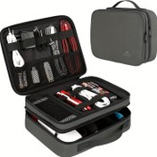 Resim Büyük Elektronik Düzenleyici Seyahat Çantası, Ayarlanabilir Bölücü ile, for iPad, USB Şarj Cihazları, Makas ve Kablolar için Dayanıklı Polyester Taşıma Çantası | Hafif Teknoloji Çantası, İş ve Seyahat için Kablolar Saklama Kutusu | Minimalist Tasarım | Ayarlanabilir Bölücü Çantası, Seyahat Teknoloji Düzenleyici 