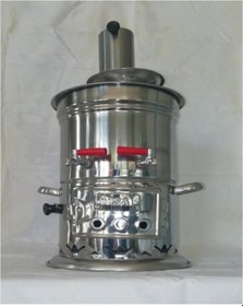 Resim Krom Odunlu Kömürlü Çift Musluklu 2.5 L Semaver Inox 