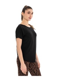 Resim Inguz Sırt Detay Modal Yoga T-shirt SIYAH 