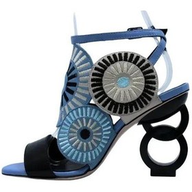 Resim Poletto Hakiki Deri Sıyah-mavı-pudra-lıla Sandalet Topuklu 6564 158 V1-868 Siyah 