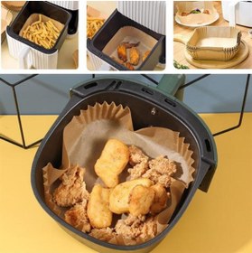 Resim Go İthalat 50 Adet Air Fryer Pişirme Kağıdı Tek Kullanımlık Yağ Geçirmez Yapışmaz Kare Tabak Model PVC (5440) 