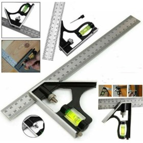 Resim Bts Ayarlanabilir Terazili Açı Ölçer Gönye 30 cm Paslanmaz Çelik Çok Amaçlı Kullanım 