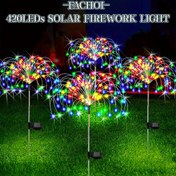 Resim 420LED Akıllı Güneş Bahçe Işıkları, Havai Fişek Desenli Güneş Enerjili Aydınlatma, Akıllı Sensörlü 8 Modlu Dış Mekan Işıklar - Bahçe, Veranda, Yürüyüş Yolu ve Parti Dekorasyonu için 360/200/60LED 