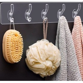 Resim Yapışkanlı Şeffaf Duvar Askısı Banyo Mutfak Düzenleyici Askı 5 Li Çok Renkli 