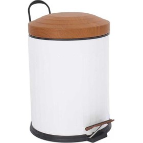 Resim - 16 Lt Ahşap Desen Vintage Serisi Amortisörlü Çöp Kovası - Kutusu, Banyo, Mutfak, Tuvalet, Balkon Beyaz, 5 Litre Siyah 