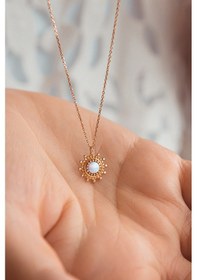 Resim 14 Ayar Opal Taşlı Minimal Kolye 