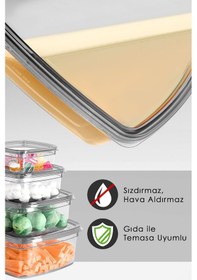 Resim 24'lü Kare Sızdırmaz Saklama Kabı Seti - Düzenleyici Erzak Kabı 6x 275-500-850-1350 Ml Antrasit Antrasit 