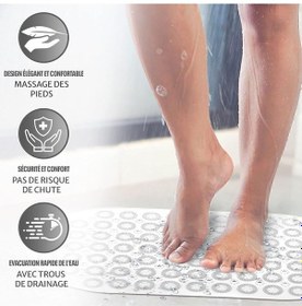 Resim Dln Shop Masajlı Silikon Banyo Paspası Vantuzlu Banyo Ve Duş Kaydırmazı Beyaz Renk V-142 Beyaz 