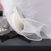 Resim 1 rulo, inci detaylı 5 yard Fishtail ağ ipek kurdele, 4cm genişlik, el yapımı hediye & buket paketleme, çiçek ambalajı, el işi kumaş, inci süslemeli pasta dekorasyon malzemeleri 