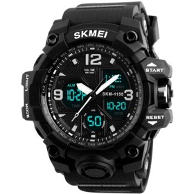 Resim Mekanik store Skmei 1155 Erkek Kol Saati Askeri Digital - Analog Ekran Silikon Kasa Ve Kordon 