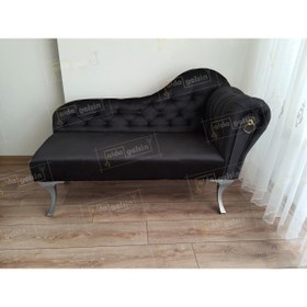 Resim aldagelsin Ters Kol Dekoratif Bihter Koltuk Josefin Puf 120 cm Gümüş Ayak 