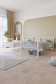 Resim FANO Mix Premium Metal Ranza 90x200 Yatak Uyumlu Beyaz Ayrılabilir Ranza Karyola 