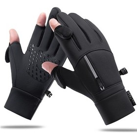 Resim Gajeena Motorcycle Ve Bisiklet İçin Sıcak Tutan, Rüzgar/waterproof Dokunmatik Ekranlı Kış Eldiveni Siyah M 1 Çift 