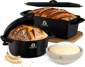 Resim Döküm Ekmek Pişirme Seti Pot & Proofing Basket, Fırın Uyumlu, Indüksiyonlu 