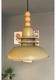 Resim Fener Bej Avize Ahşap Boncuklu Tekli Sarkıt Mutfak Çocuk Odası Masaüstü Aydınlatma Modelleri Bej 