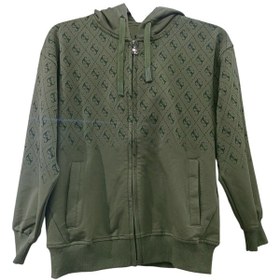 Resim Erkek Çocuk /kız Çocuk Üzeri Harf Desenli Fermuar Kapamalı Cepli Haki Renk Hırka Haki 