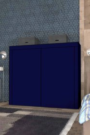 Resim CimriKese Geniş Hacimli Raflı Askılı Bez Dolap Gardrop Lacivert 