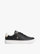 Resim Tommy Hilfiger Kadın TH Monogram Plaque Court Sneakers - Siyah 