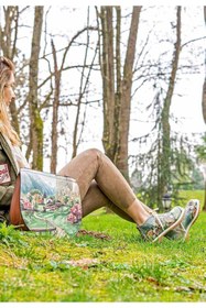 Resim Dogo Kadın Vegan Deri Çok Renkli Fermuarlı Kısa Bot - Alpine Meadows Tasarım 