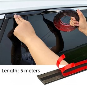 Resim 5 metre uzunluğunda parlak siyah araba dekoratif şerit, pencere parlak şeridi, krom kaplama şerit, ızgara, gövde, kapı çarpma önleyici şerit, tampon çizilme önleyici modifikasyon, ön ve arka tampon süslemesi 