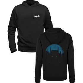 Resim Batman Resimli Baskılı Siyah Ön Arka Baskılı Çocuk Sweatshirt 