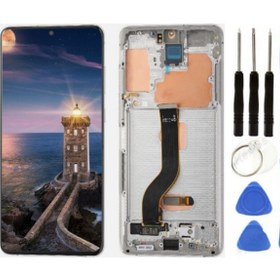 Resim Te Samsung Uyumlu S20 Plus G985 Uyumlu Çıtalı Lcd Ekran Beyaz +tamir Seti 