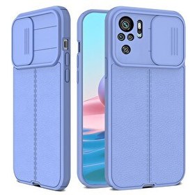 Resim Teleplus Xiaomi Redmi Note 10s Kılıf Lensi Kamera Korumalı Deri Dokulu Silikon Mor 