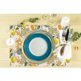 Resim Limon Tasarımlı Amerikan Servis 4'lü Set Çok Renkli 