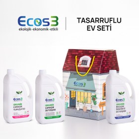 Resim Sertifikalı Organik Tasarruflu Ev Temizlik Seti | Çamaşır Deterjan, Yumuşatıcı ve Bulaşık Makinesi Deterjanı 