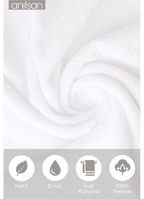 Resim 6'lı Beyaz Greek Mini El, Yüz Havlusu 75gr. - 30x50 Cm, %100 Pamuk, Spa Ve Otel Havlusu Beyaz 