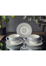 Resim Konyax 12 Parçalık Çay Fincanı Honey Gri Çok Renkli 