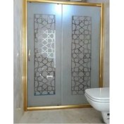 Resim Özel Duş Özelduş 100-130 cm Arası Istediğiniz Ölçü Gold Profil 5 mm Desenli Cam... 