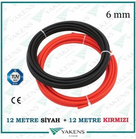 Resim Solar Kablo 12m+12m 6mm Güneş Paneli Kablo Seti Siyah Kırmızı 