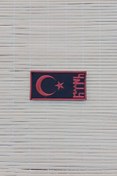 Resim İZMİR ASKERİ MALZEME siyah zemin kirmizi nakis islemeli eski turkce turk yazili arma patch pec 