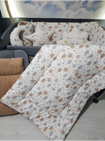 Resim özgürce Yumuşak 70x120 Bebek Uyku Seti, Kalp ve Yıldız Desenli, Cibinliksiz 