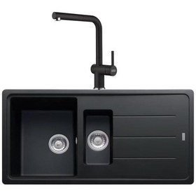 Resim Franke Basis Bfg 651 Nero Granit Evye + Active Plus Doccia 2.0 Batarya Set 