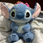 Resim Disney 1 Adet Stitch Peluş Oyuncak - Büyük Kulaklı Sevimli Mavi & Beyaz Dolmuş Hayvan 